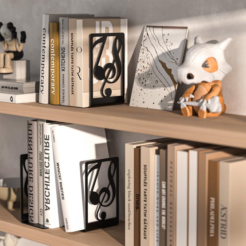 INNÃ”PLUS Metal Book Ends 1 Pair for Heavy Books & Shelves - Black Home Decorative Book Shelf Holder Gifts - Image 5