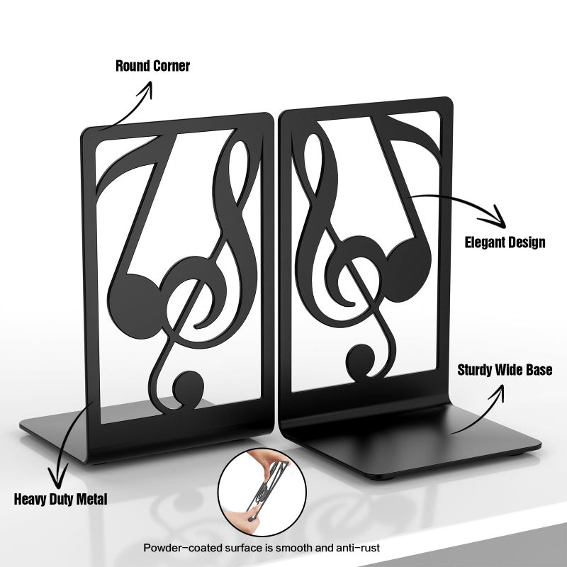INNÃ”PLUS Metal Book Ends 1 Pair for Heavy Books & Shelves - Black Home Decorative Book Shelf Holder Gifts - Image 3