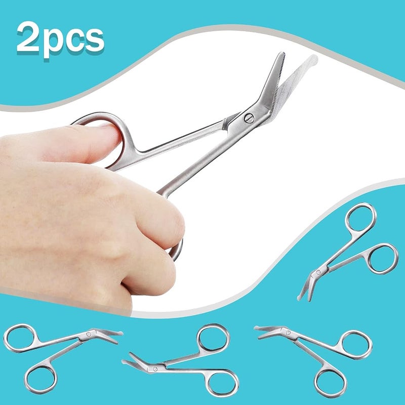 ASKIND 2 Pcs Ostomy and Bandage Scissors, 4.3 Inches Stainless Steel Medical Scissors for Doctors, Nurses, Veterinary and Home Nursing, Curved (Silver) - Image 4