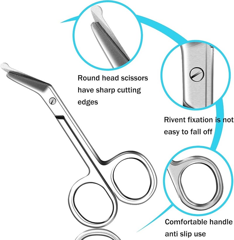 ASKIND 2 Pcs Ostomy and Bandage Scissors, 4.3 Inches Stainless Steel Medical Scissors for Doctors, Nurses, Veterinary and Home Nursing, Curved (Silver) - Image 3