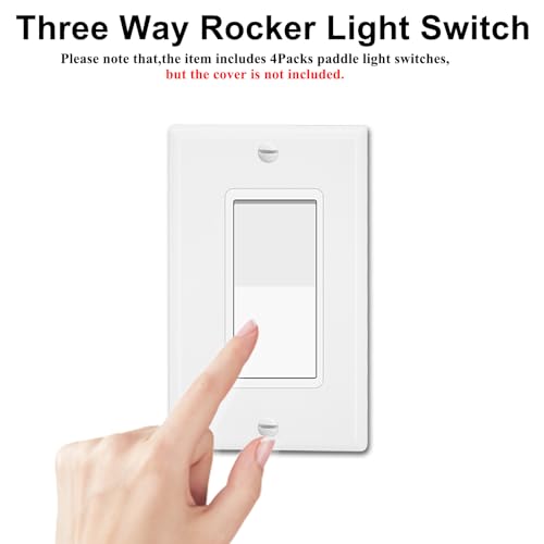 Greencycle 3 Way Switch White Greencycle 4 Pack Three WaySingle Pole Light Switch Rocker Switches 15A 120277V OnOff Rocker Paddle Interrupter ResidentialCommercial GradeHome OfficeULCUL - Image 3