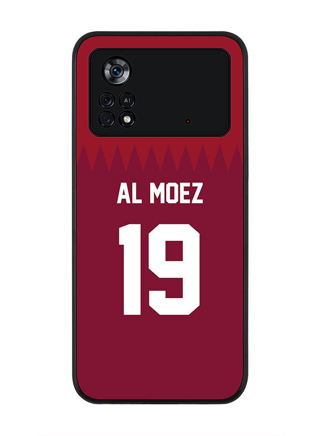Stylizedd Rugged Black edge case for Poco M4 Pro 4G Slim fit Soft Case Flexible Rubber Edges Anti Drop TPU Gel Thin Cover - Football Team - Qatar Player Name - Al Moez - Image 1