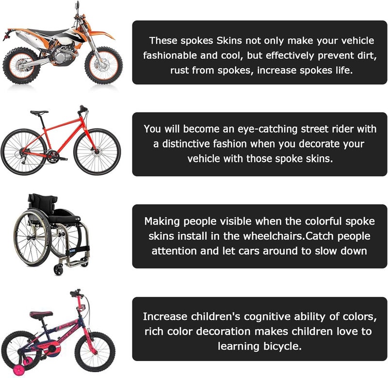 PSLER 72 PCS Blue Spoke Skins for Bikes - Image 5