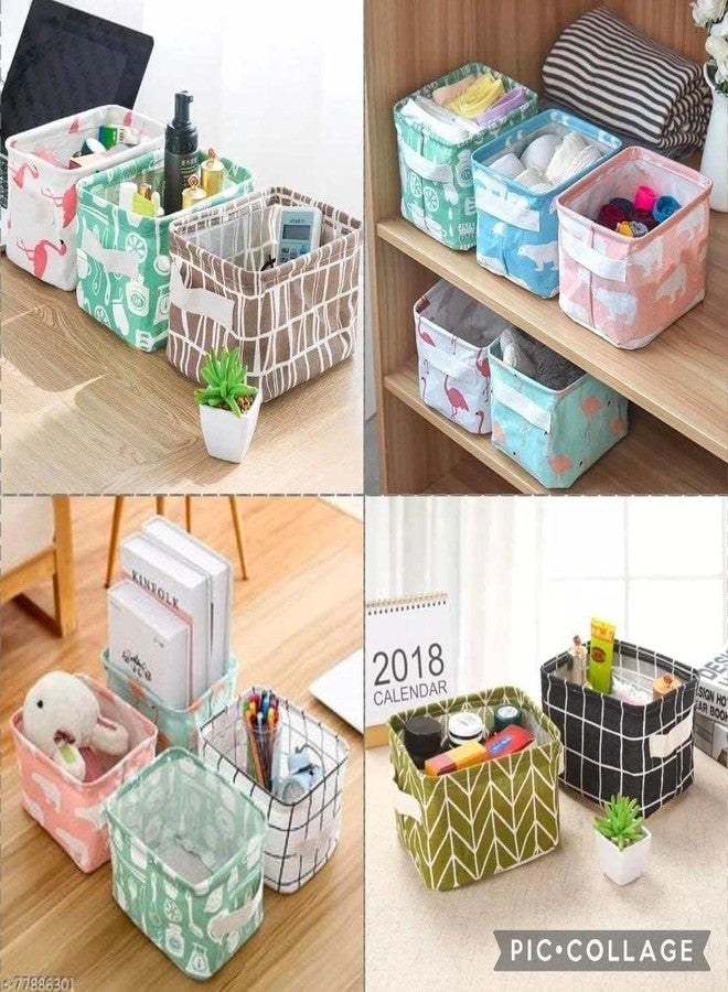 AZARIA 3 PCS Small Foldable Storage Box Multipurpose Canvas Fabric Storage Box for Clothes, Storage Box with Handles Boxes for Wardrobe drawer storage organizer, Rectangular (Multi) - Image 5