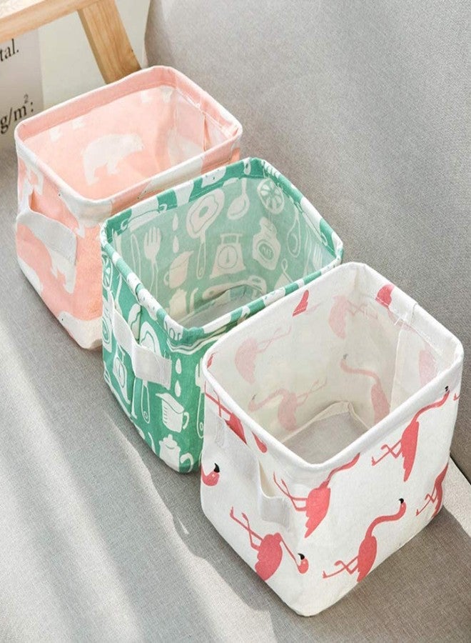 AZARIA 3 PCS Small Foldable Storage Box Multipurpose Canvas Fabric Storage Box for Clothes, Storage Box with Handles Boxes for Wardrobe drawer storage organizer, Rectangular (Multi) - Image 1