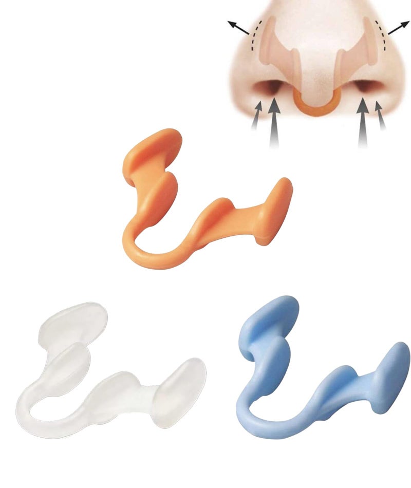 INIMAGINE 3 Pcs Snoring Stopper for Men, 1.18 * 1.06 Inches Anti Snoring Nose Clip, Snore Stopper for Women, Snoring Stopper for Sleeping,Nose Clip Set (Blue, Orange, Transparent) - Image 1
