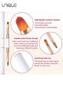Unique 5Pcs Nail Art Brushes, Double Ended Nail Art Lines 3D Drawing Pen, Nail Cleaning Brushes, Builder Gel Brushes Nail Art Tools for Salon Home DIY Manicure, Double-headed Dual-use Pull Wire Painting Pen  - Image 3
