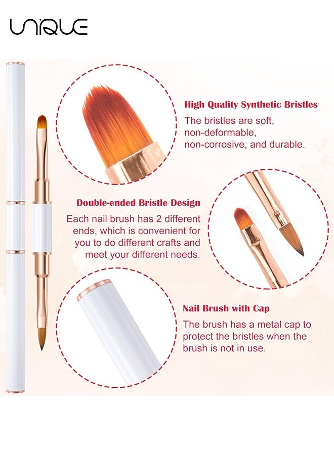 Unique 5Pcs Nail Art Brushes, Double Ended Nail Art Lines 3D Drawing Pen, Nail Cleaning Brushes, Builder Gel Brushes Nail Art Tools for Salon Home DIY Manicure, Double-headed Dual-use Pull Wire Painting Pen - Image 3