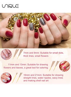 Unique 5Pcs Nail Art Brushes, Double Ended Nail Art Lines 3D Drawing Pen, Nail Cleaning Brushes, Builder Gel Brushes Nail Art Tools for Salon Home DIY Manicure, Double-headed Dual-use Pull Wire Painting Pen  - Image 4