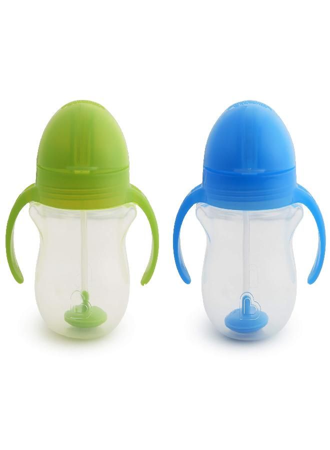 Munchkin Munchkin® Any Angle™ Weighted Straw Trainer Cup with Click Lock™ Lid, 7 Ounce, 2 Pack, Blue/Green  - Image 5