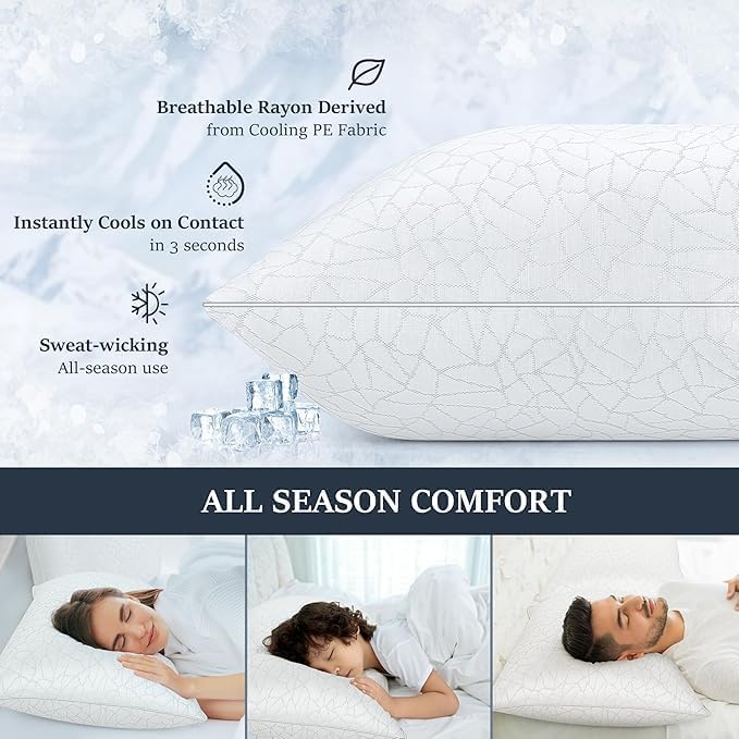 COZSINOOR Bed Pillows Queen Size - Cooling Breathable Premium Down Alternative Pillows Set of 2 for Side, Back, and Stomach Sleepers Hotel Quality Fluffy Soft Microfiber Fill Skin-Friendly - Image 3