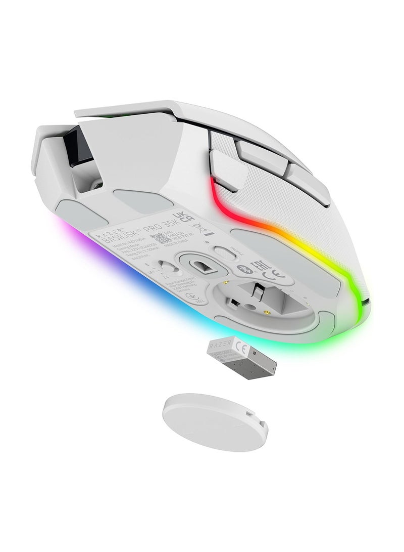 RAZER Basilisk V3 Pro 35K Wireless Gaming Mouse: HyperScroll Tilt Wheel - 35K DPI Optical Sensor Gen 2-13 Customizable Controls - Chroma RGB - Optical Switches Gen 3 - Up to 140 Hr Battery - White - Image 3