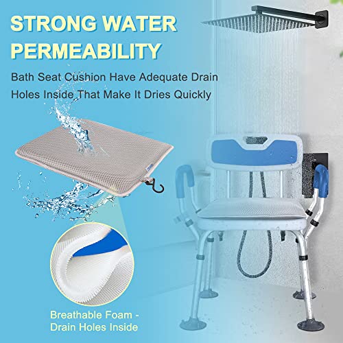 Zelen Shower Seat Cushion for Inside Shower, Bath Seat Mat Cushion Shower Chair Pad for Elderly Seniors, Bath Chair Pad Shower Bench Pillow Bathtub Cushion Tub Seats for Butt Sitting - Image 2