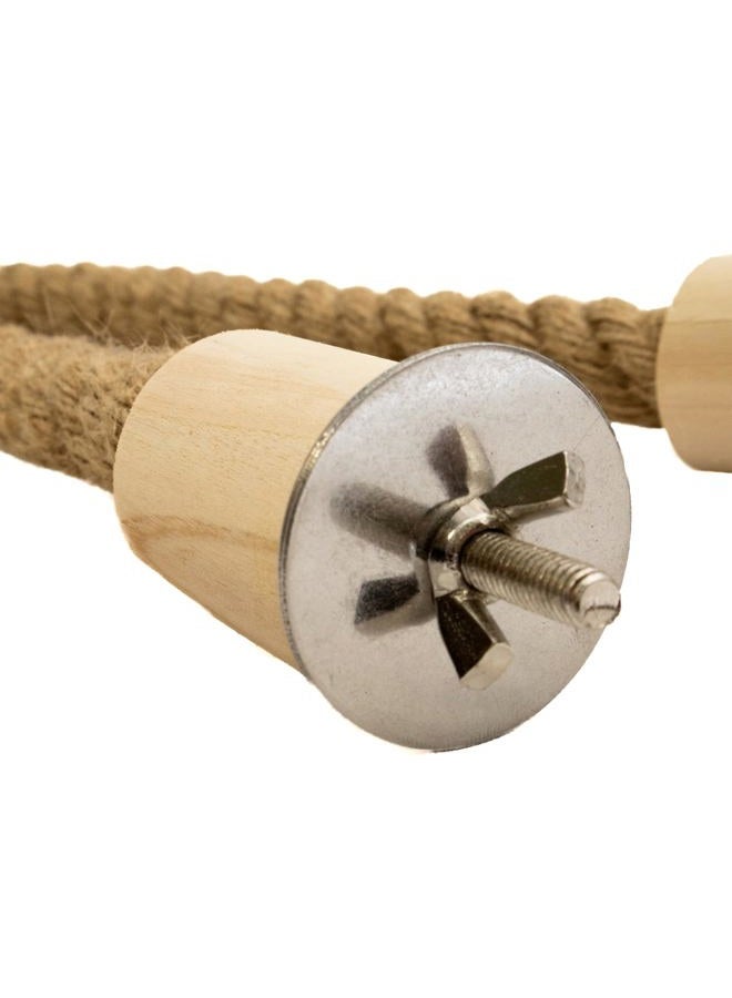 Lovely Little Flyers Bird Rope Perch for Parrots, Bendable Natural Jute with Pine Wood and Stainless Steel Mount, Cotton Alternative Boing, Cage Accessory for Cockatiels, Doves, and Finches (Brown, 2 feet) - Image 5