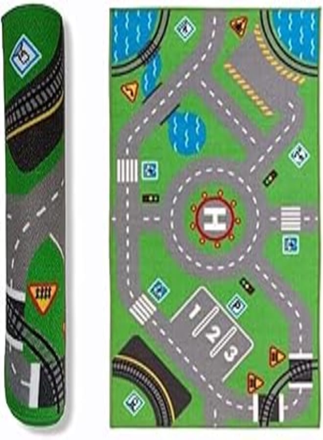 Educational Rug Traffic System Rug Soft Non-Slip Carpet for Kids Playroom Kids Bedroom Multicolor Toy Car Carpet (133cmx75cm)