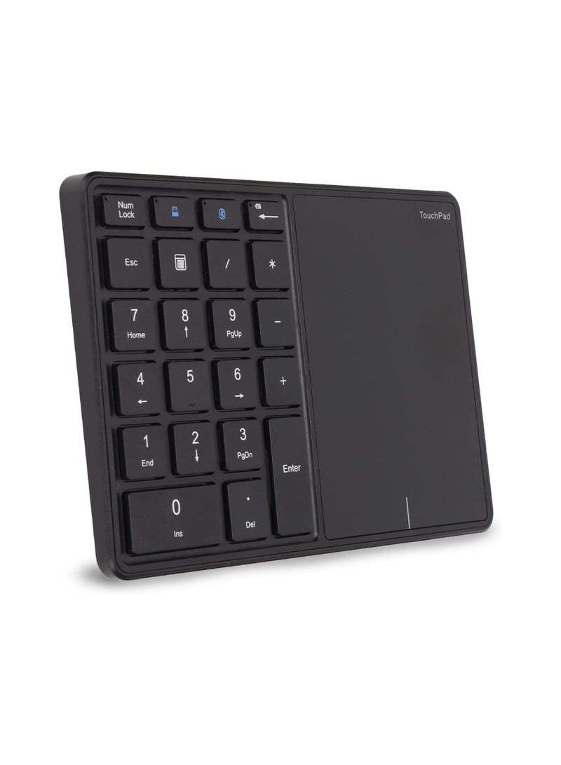 2.4G Wireless Numeric Keypad with Touchpad, 22 Keys Portable Bluetooth Number Pad, Financial Accounting USB C Rechargeable Number KeyboardBlack - Image 1