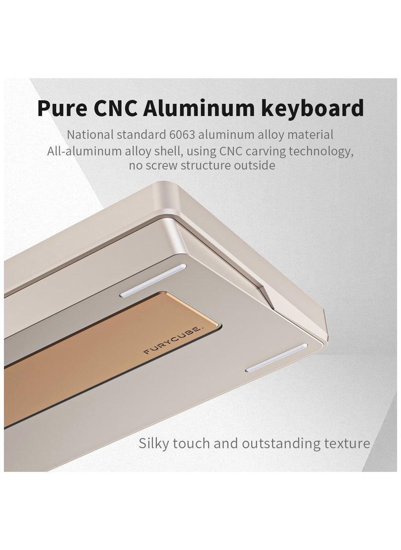 FURYCUBE - F75 Wireless Aluminum Mechanical Keyboard, Tri-Mode BT5.0/2.4GHz/USB-C Hot Swappable Custom Keyboard, Gasket Structure, RGB Backlit Gaming Keyboard for PC/Tablet/PS/Xbox, Dawn Gold - Image 1