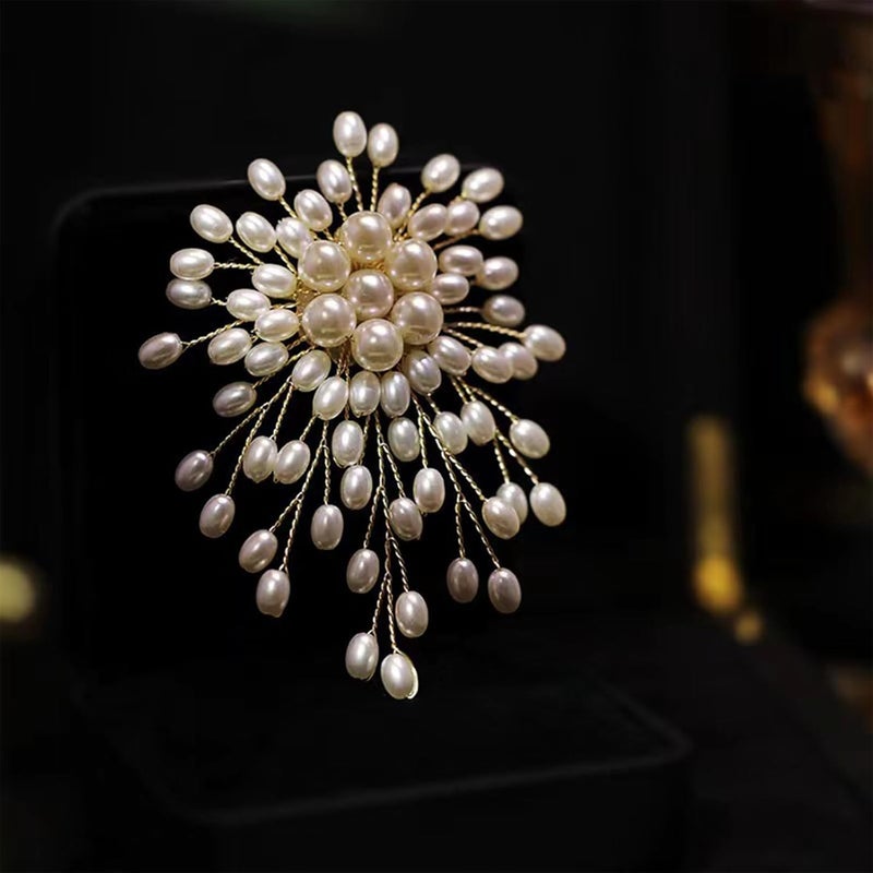 BharatBazaar Charm White Pearl Brooch Pin for Women, Large Pearl Flower Saree Pins for Womens Latest, Sari Pins for Women Suitable Graceful Wedding Anniversary Prom Jewelry Gifts - Image 4