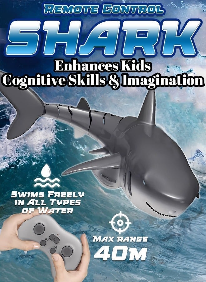 2.4G Remote Control Shark Toy, 1:18 Scale High Simulation Lifelike Shark for Outdoor Lake Swimming Pool Bathroom Great Gift RC Boat Toys for 5+ Year Old Boys and Girls (Blue) - Image 1