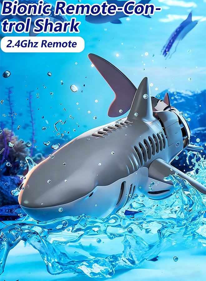 2.4G Remote Control Shark Toy, 1:18 Scale High Simulation Lifelike Shark for Outdoor Lake Swimming Pool Bathroom Great Gift RC Boat Toys for 5+ Year Old Boys and Girls (Blue) - Image 2