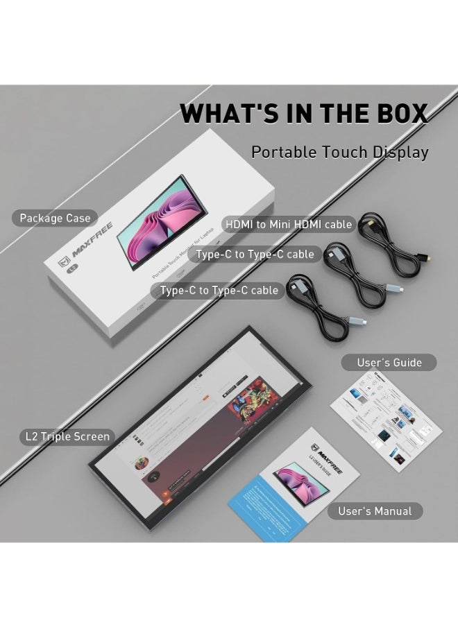 V2COM V2COM L2 Portable Touchscreen Laptop Screen Extender with Speaker, 13" IPS 60Hz Screen  - Image 4
