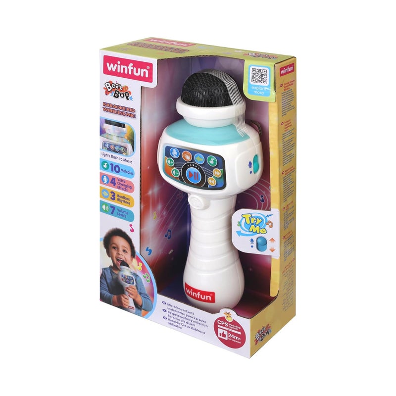 WinFun Beat Bop Karaoke Wireless Mic Toy (21 cm, White/Blue)