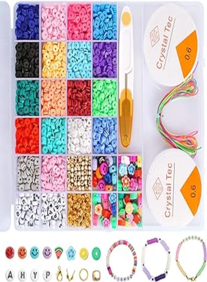 Ucradle Clay Beads- Ucradle 4550pcs Clay Beads for Jewellery Making Kit, 18 Colours 6mm Round Clay Spacer Beads for Making Bracelets, Necklaces, Earrings and Other Jewelry Kids Adults 