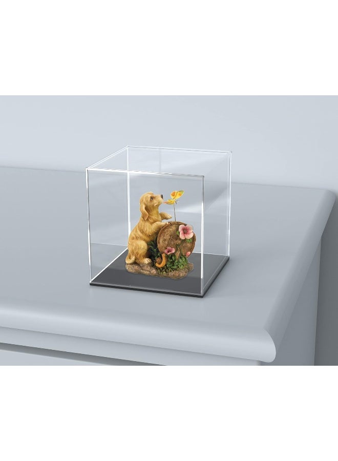 TPGP Clear Acrylic Display Case With Matte Black Base, Preassembled Dust-Proof Showcase, Single-Piece Clear Box For Collectibles (4X4X4 Inch) - Image 2