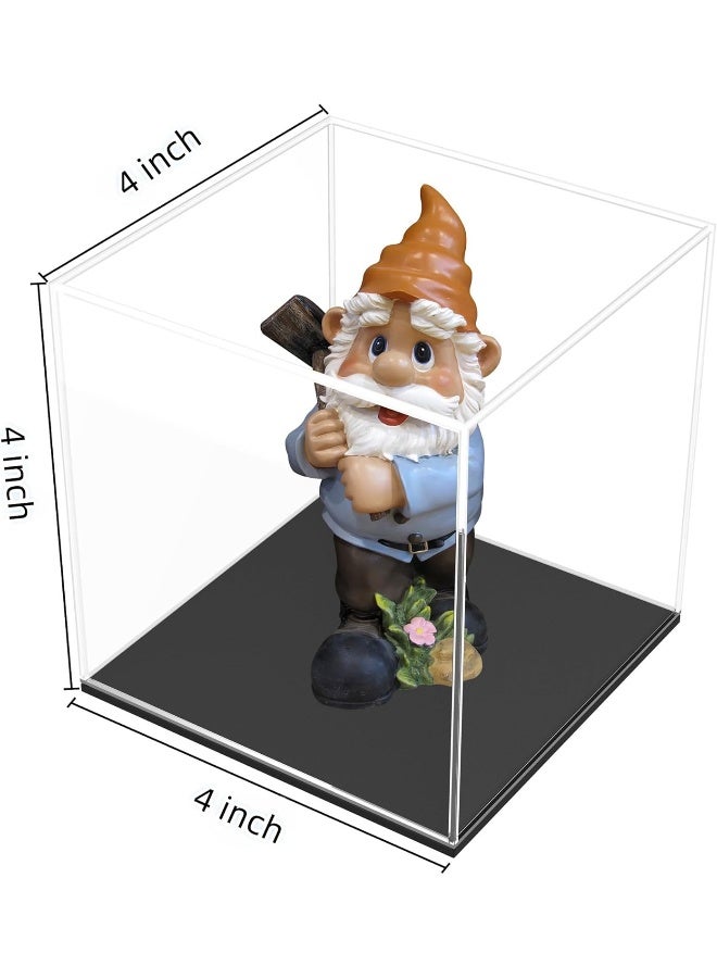 TPGP Clear Acrylic Display Case With Matte Black Base, Preassembled Dust-Proof Showcase, Single-Piece Clear Box For Collectibles (4X4X4 Inch) - Image 3
