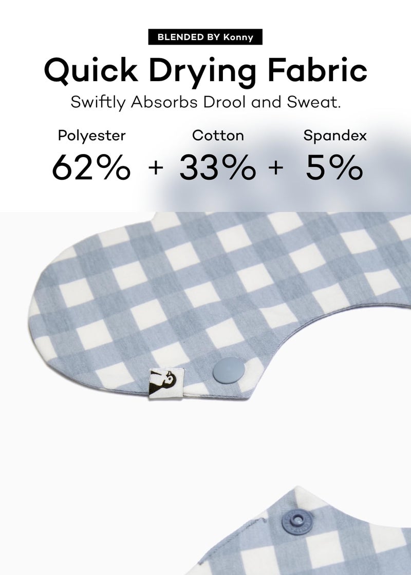 Konny Baby Bibs 5-Pack, 360 ​​° Rotate, New Year Gifts for Boys Girls baby Essentials(Set 5 - Mint, Ivory, Creamy Gingham, Oatmeal, Blue Gingham) - Image 3