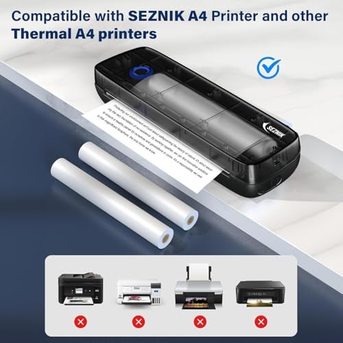 Seznik A4 Thermal Paper Roll, 210 x Φ30mm, 2 Rolls, 8 Inch Paper for Portable Thermal Printer - Image 2