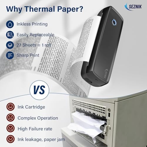 Seznik A4 Thermal Paper Roll, 210 x Φ30mm, 2 Rolls, 8 Inch Paper for Portable Thermal Printer - Image 3