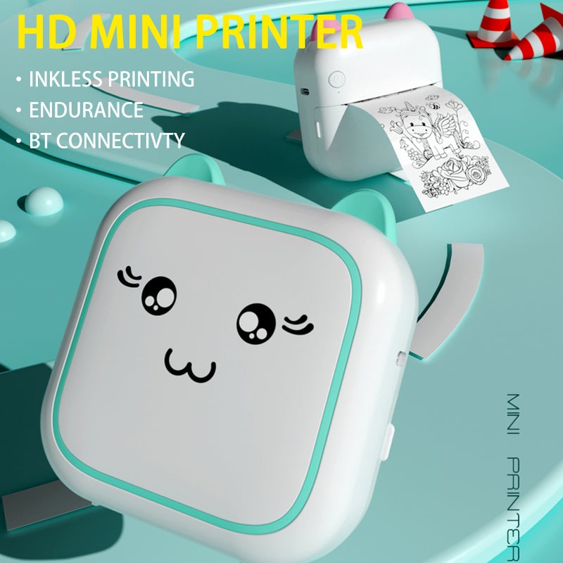 Mini Thermal Printer Multifunction Portable Sticker Maker Instant Photo Inkless Printing Support BT Connection for Smartphone with 6 Paper Roll 57mm Compatible with iOS Android System for Picture - Image 3