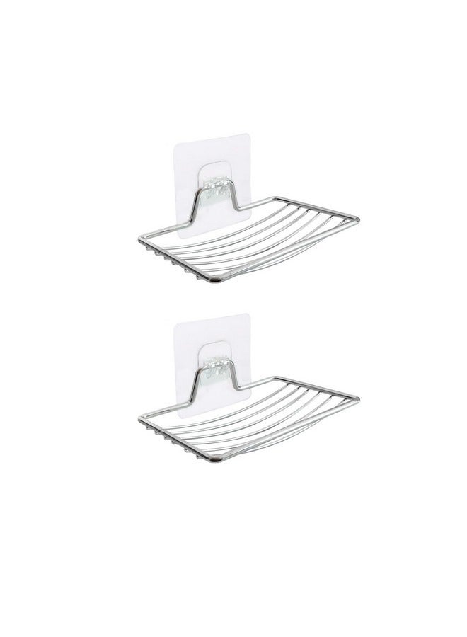 Beauenty 2 Pack Soap Dish Holder,No Drilling,Stainless Steel Bar Soap Dish,Wall Mounted Soap Holder for Shower, Bathroom and Kitchen, Silver - Image 1