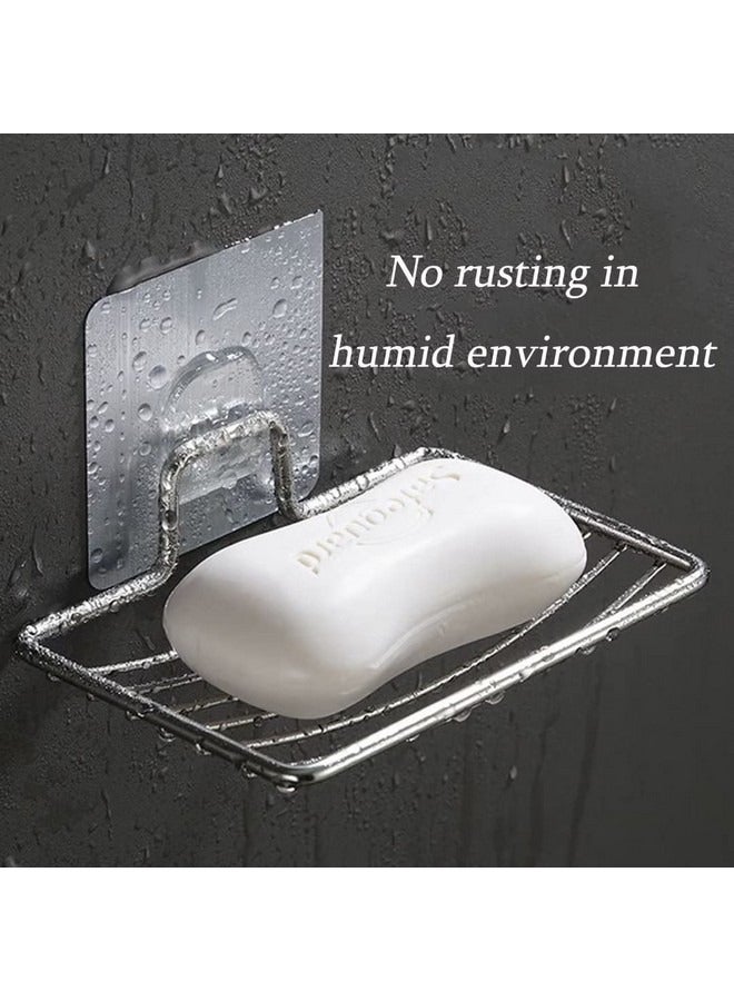 Beauenty 2 Pack Soap Dish Holder,No Drilling,Stainless Steel Bar Soap Dish,Wall Mounted Soap Holder for Shower, Bathroom and Kitchen, Silver - Image 2