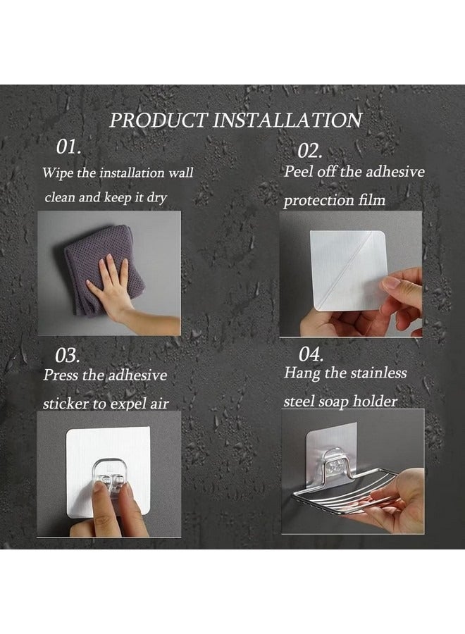 Beauenty 2 Pack Soap Dish Holder,No Drilling,Stainless Steel Bar Soap Dish,Wall Mounted Soap Holder for Shower, Bathroom and Kitchen, Silver - Image 4