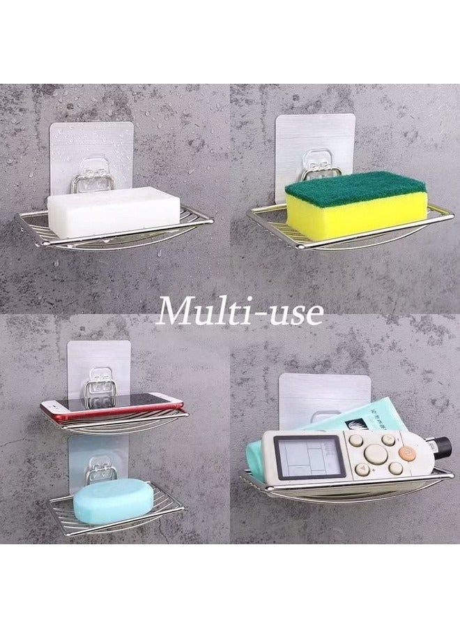 Beauenty 2 Pack Soap Dish Holder,No Drilling,Stainless Steel Bar Soap Dish,Wall Mounted Soap Holder for Shower, Bathroom and Kitchen, Silver - Image 5