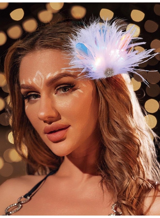 JAKAWIN Light Up Feather Hair Clip Led Flapper Clips Glowing Rave Costume Party Hair Accessories Women  - Image 3