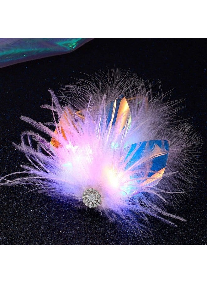 JAKAWIN Light Up Feather Hair Clip Led Flapper Clips Glowing Rave Costume Party Hair Accessories Women  - Image 2
