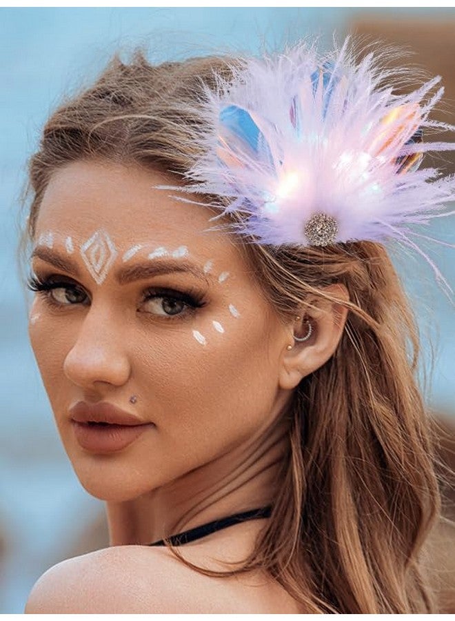 JAKAWIN Light Up Feather Hair Clip Led Flapper Clips Glowing Rave Costume Party Hair Accessories Women  - Image 5