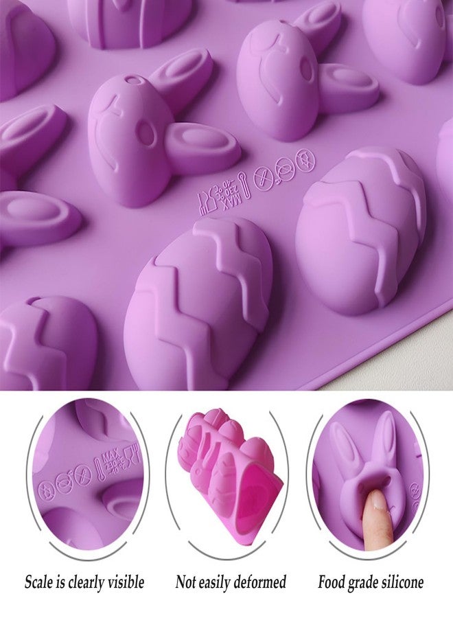Foaryoer Easter Silicone Molds Chocolate Mold Food Grade Non-Stick Egg Molds Bunny Silicone Candy Molds for Baking Jelly Cake Making Supplies - Image 3