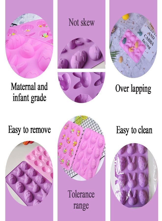 Foaryoer Easter Silicone Molds Chocolate Mold Food Grade Non-Stick Egg Molds Bunny Silicone Candy Molds for Baking Jelly Cake Making Supplies - Image 2