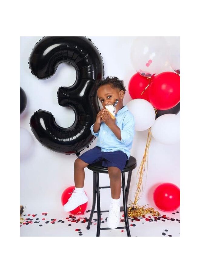 بالون رقمي أسود من رقائق معدنية مقاس 40 بوصة، أرقام مايلر كبيرة لتزيين حفلات أعياد الميلاد والذكرى السنوية والتقاعد (0، 10، 20، 30، 40، 50، 60، 100)، خالٍ من الهيليوم (3) - Image 3