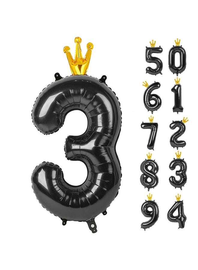 بالون رقمي أسود من رقائق معدنية مقاس 40 بوصة، أرقام مايلر كبيرة لتزيين حفلات أعياد الميلاد والذكرى السنوية والتقاعد (0، 10، 20، 30، 40، 50، 60، 100)، خالٍ من الهيليوم (3) - Image 1