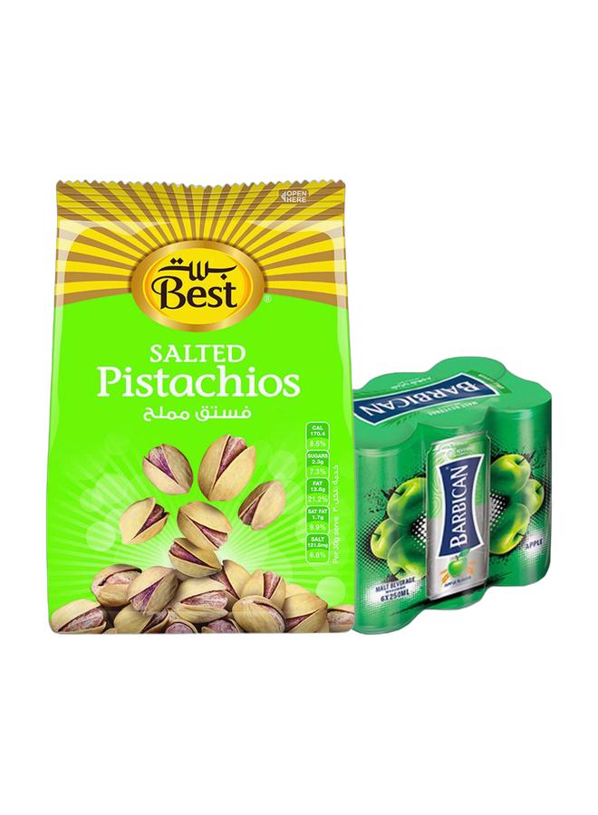 noon Best Salted Pistachios 150grams + Barbican Apple Flavor Malt Beverage, Can, 250ml × 6 Pack of 6 - Image 1