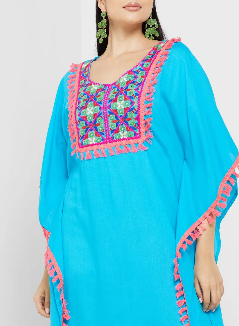 ARABIAN CLOSET Embroidered Flared Sleeve Kaftan