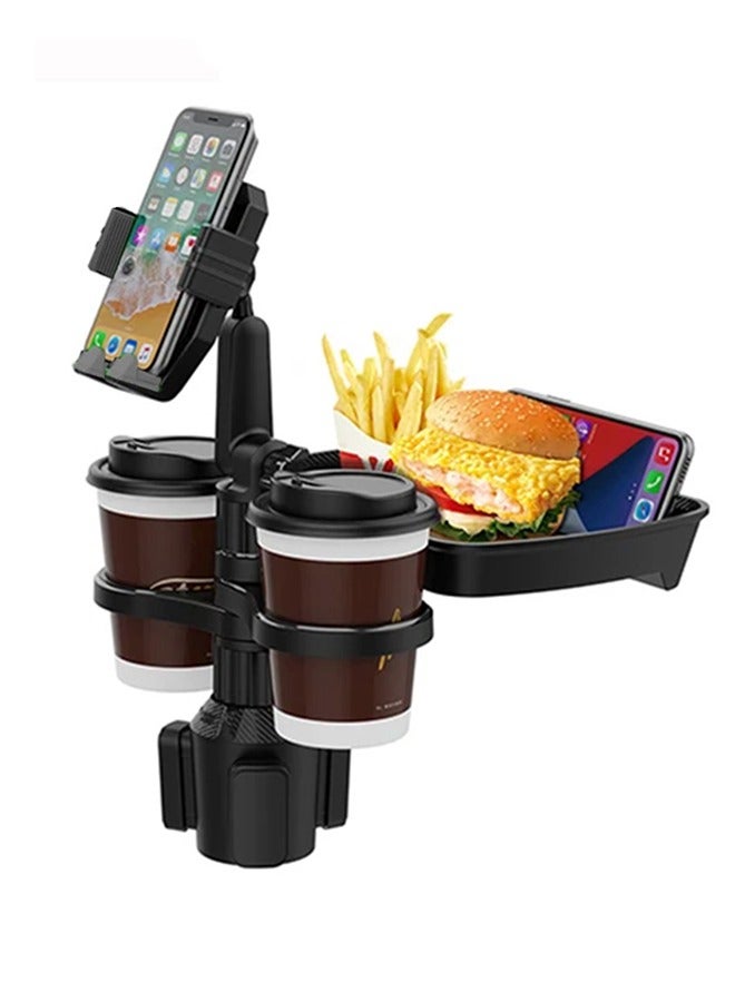 Car cup holder with holder Mobile & a detachable rotating food tray in addition to 2 small cup slots and a large cup slot /CUP-B06 - Image 1