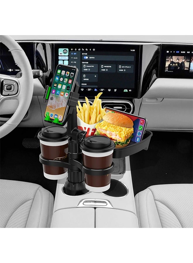 Car cup holder with holder Mobile & a detachable rotating food tray in addition to 2 small cup slots and a large cup slot /CUP-B06 - Image 2