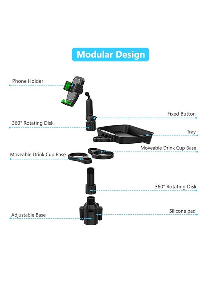 Car cup holder with holder Mobile & a detachable rotating food tray in addition to 2 small cup slots and a large cup slot /CUP-B06 - Image 4