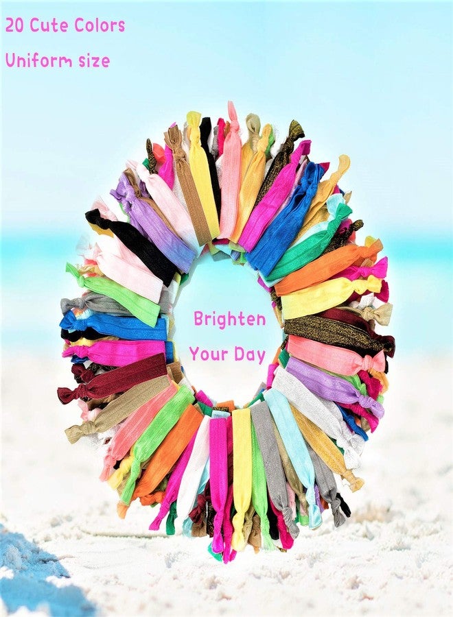 79STYLE 300pcs Elastic Hair Ties Ouchless No Crease Ouchless Ribbon Ponytail Holders Bulk Colorful Yoga Twist Hair Bands Hair Accessories Hand Knotted Fold Over Solid Colors (Multiple 20 Colors) - Image 2